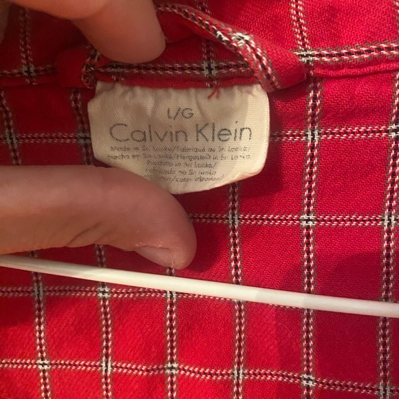 CALVIN KLEIN red plaid button up shirt - Picture 3 of 4